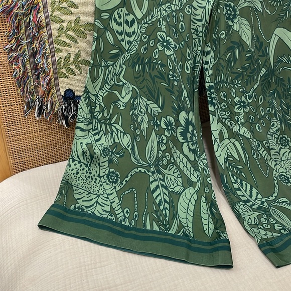 FARM Rio Green Patterned Wide-Leg Pants - Picture 1 of 5